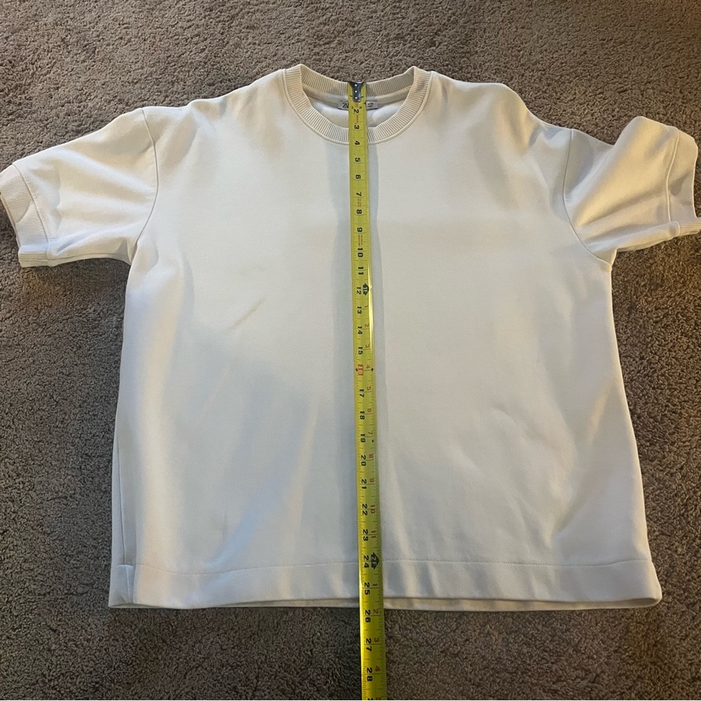 Zara Cream Ribbed Collar Top - Picture 5 of 5